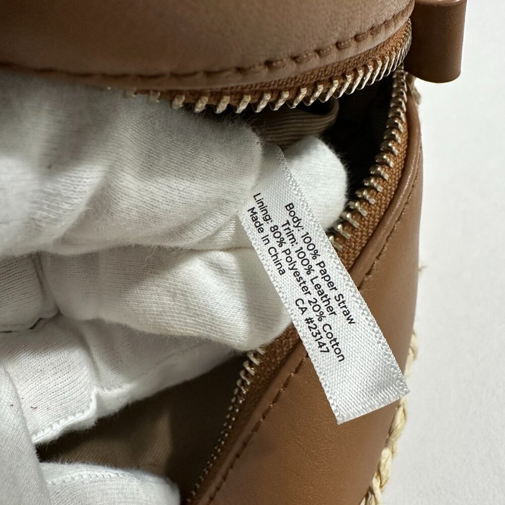 Talbots Straw Round Bag | Paper Straw & Leather | Crossbody/Handbag - Picture 5 of 16
